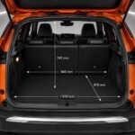 Открытый багажник Peugeot 2008 с обозначенными размерами